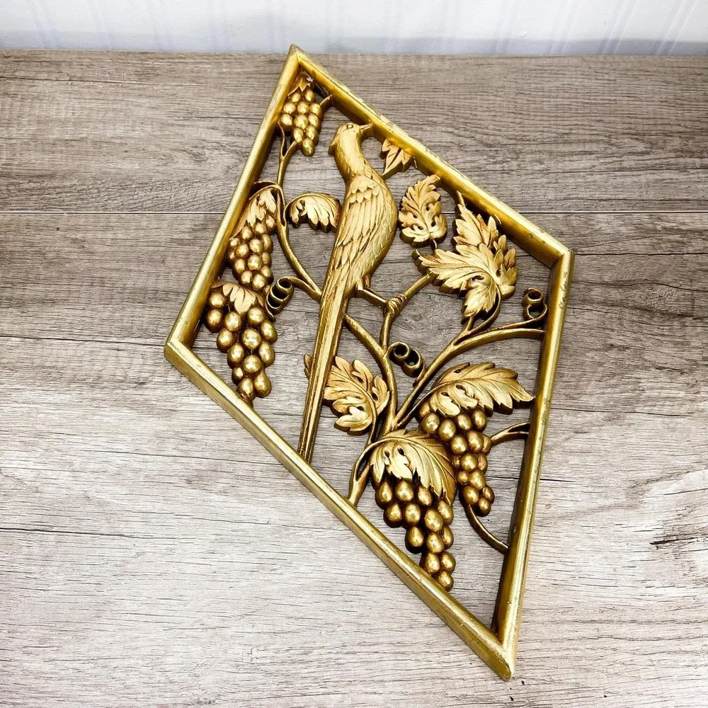 Faux Brass Bird Wall‎ Hanging - Gold Interior Decor